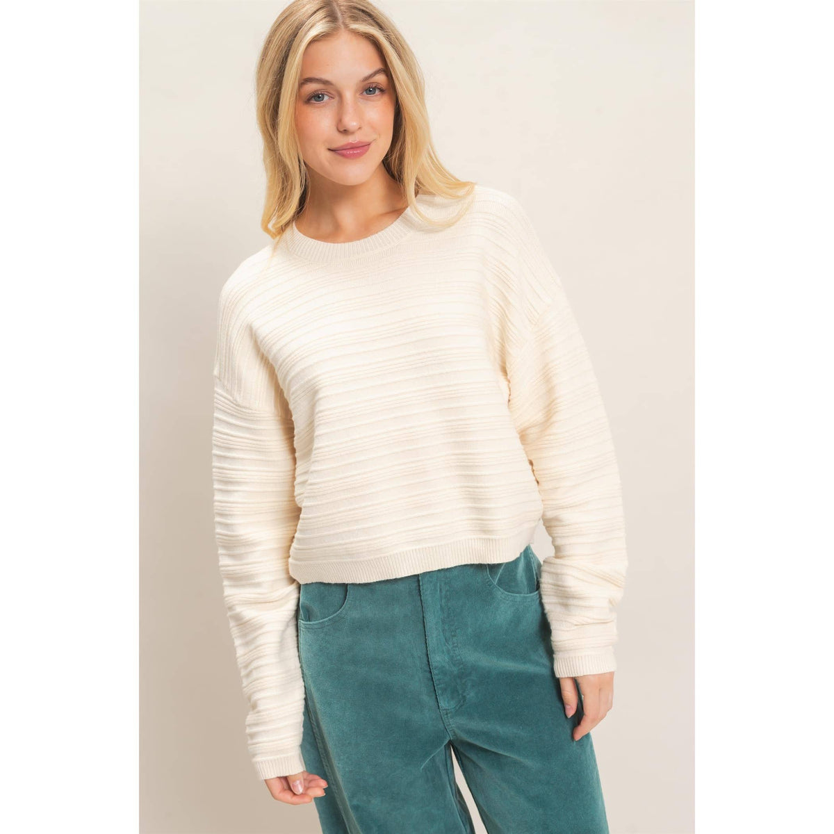 Textured Crew Neck Sweater