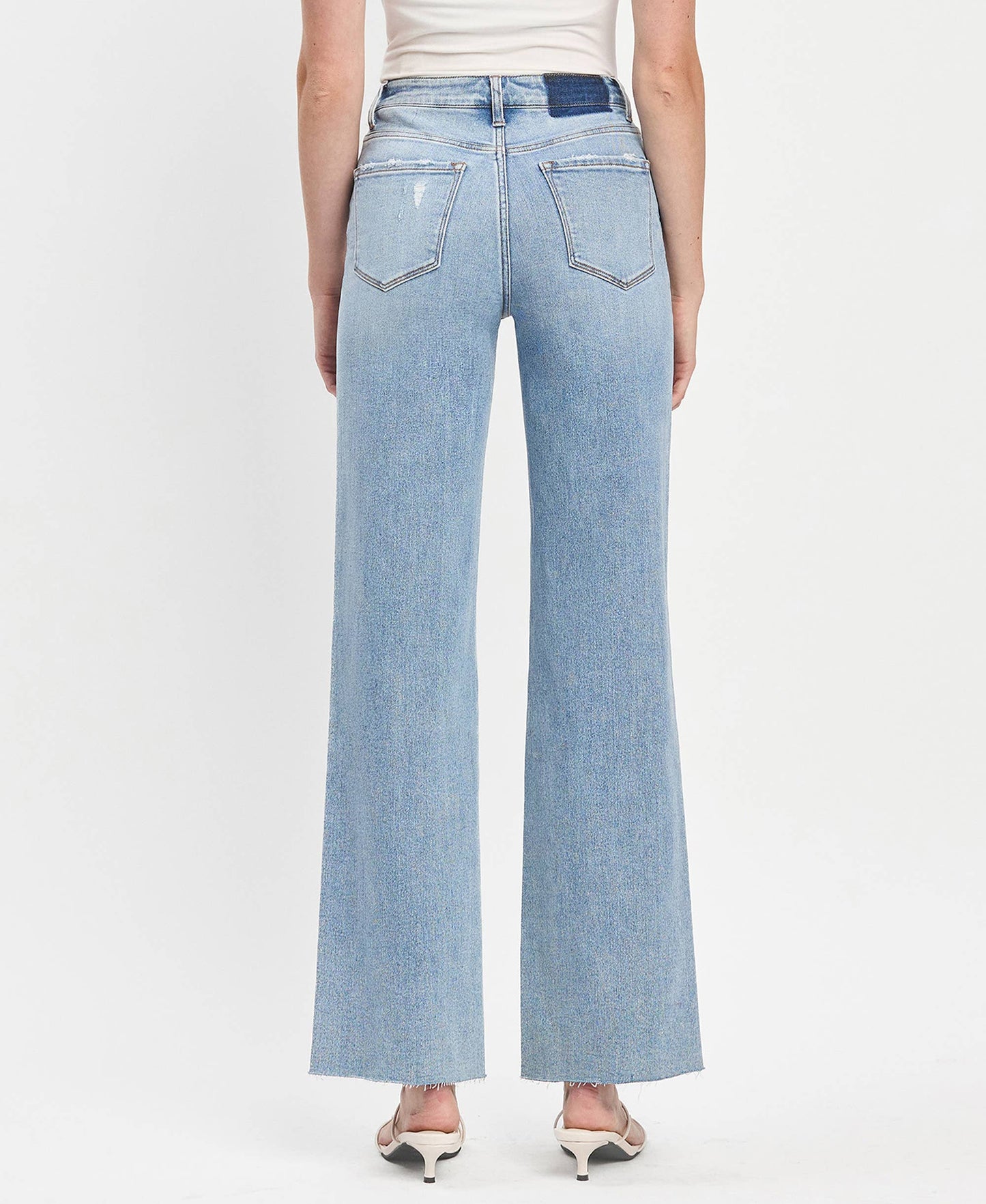 SADIE HIGH RISE RAW HEM WIDE LEG JEANS
