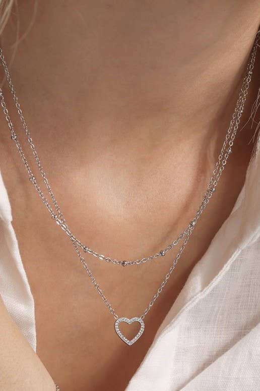 Heart layer necklace