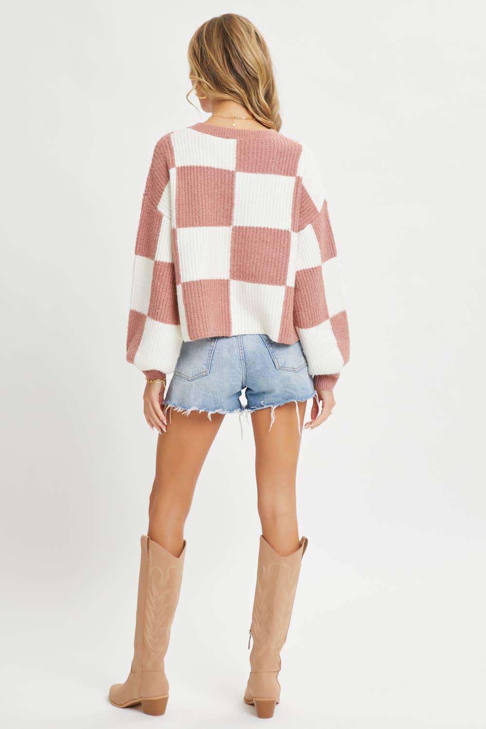 CHECKER RELAXED FIT COMFY SWEATER