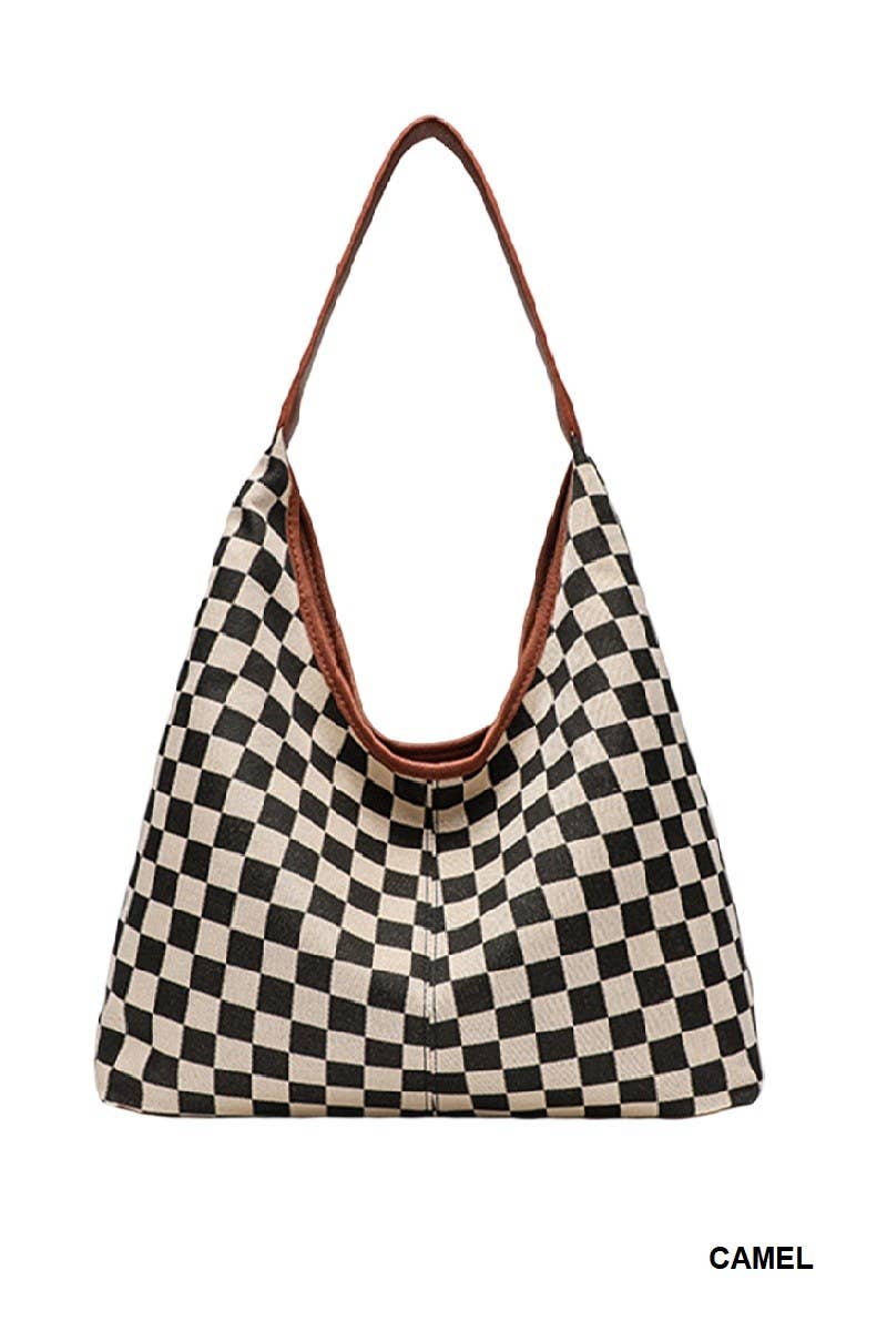 Checkered Hobo Tote Bag