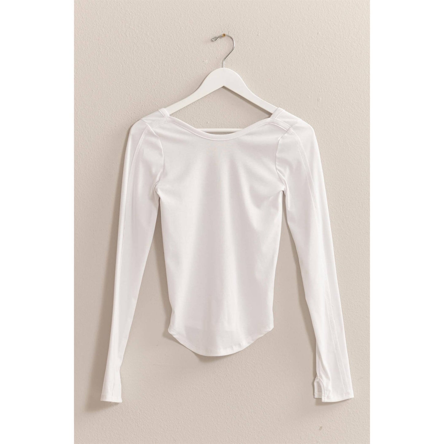 low scoop back long sleeve