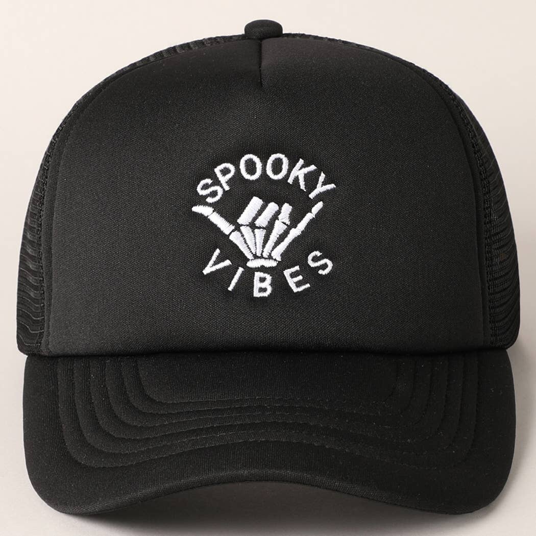 Spooky Vibes Embroidered Mesh Back Trucker Hat