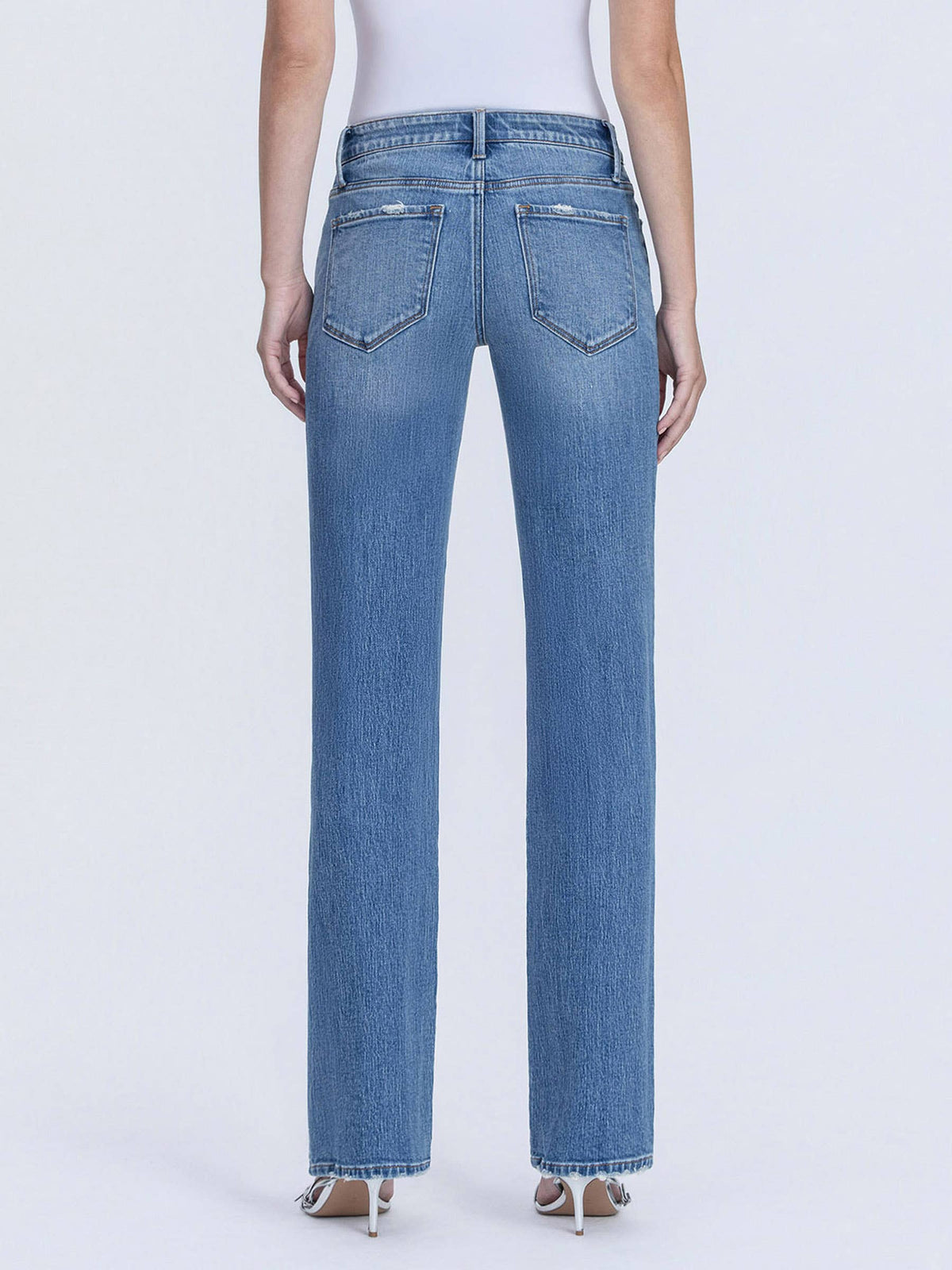 SOPHIA MID RISE FULL LENGTH MEDIUM WASH STRAIGHT JEANS T7310