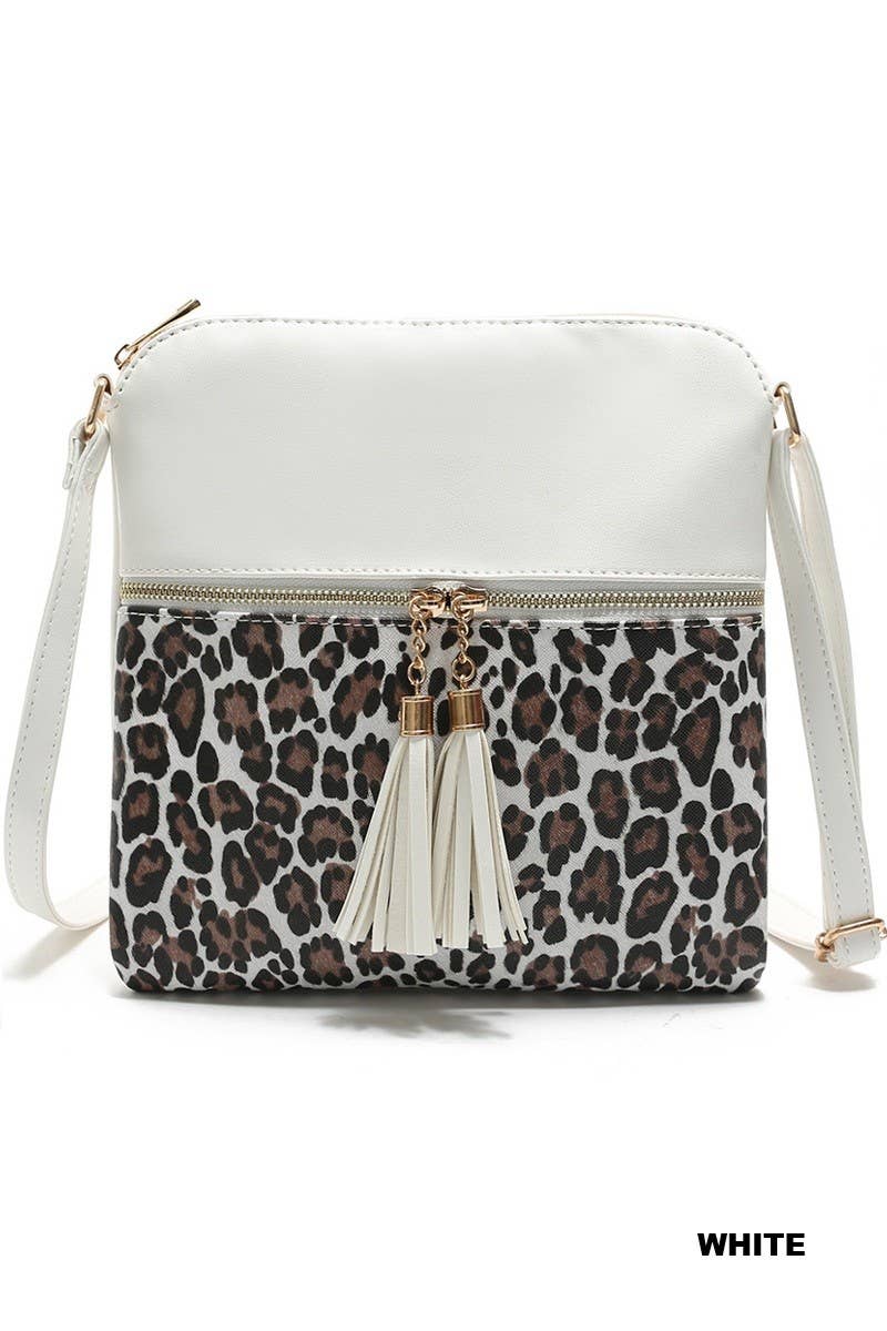 Leopard Tassel Crossbody Bag