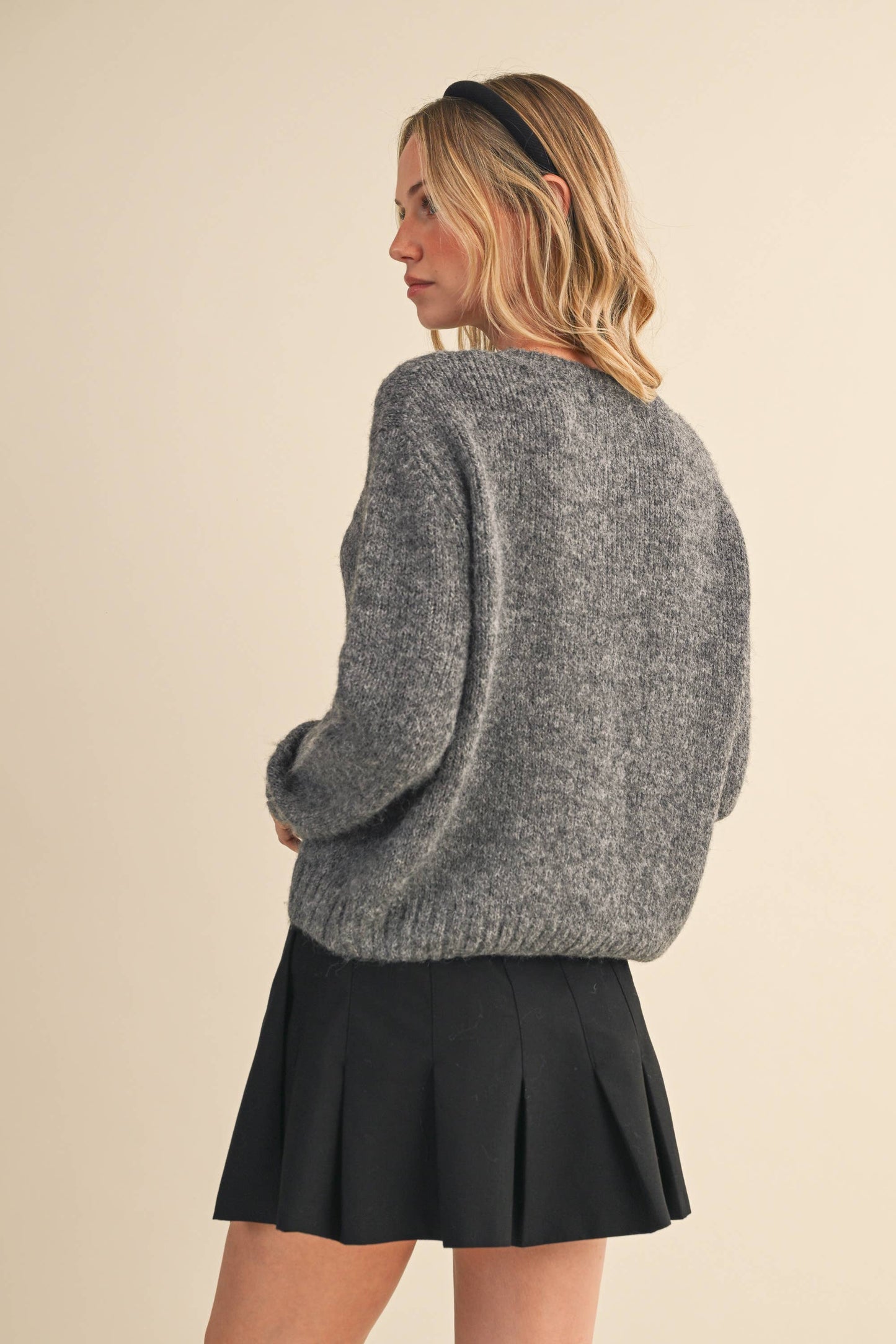 BOW BUTTON SWEATER CARDIGAN