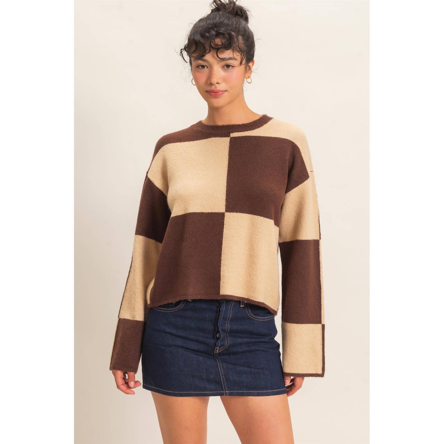 Sage Checkered Sweater