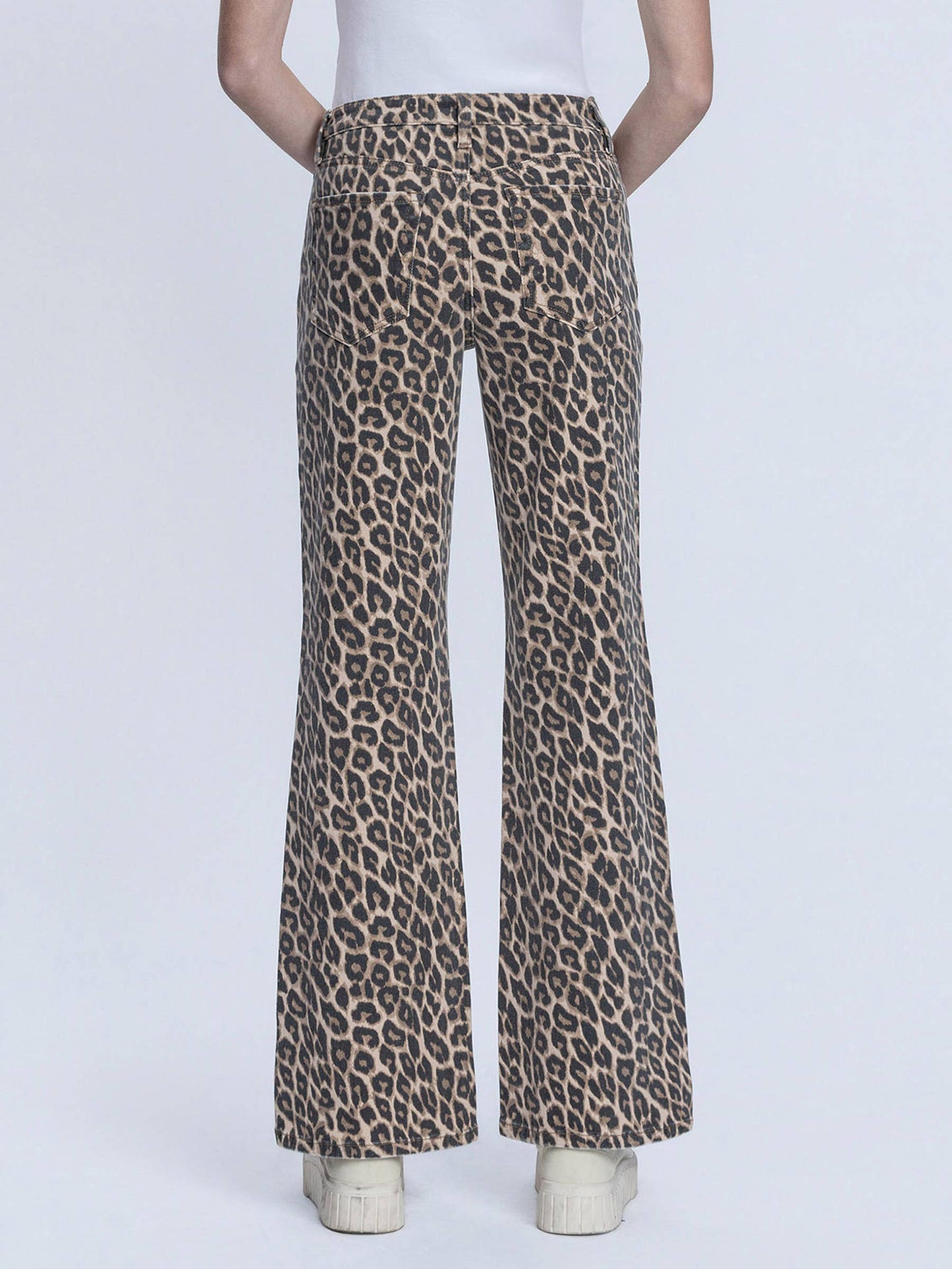HIGH RISE LEOPARD PRINT VINTAGE FLARE JEANS LV2179LPD
