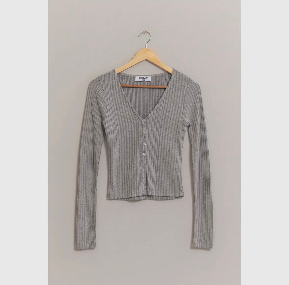 Ribbed button front top