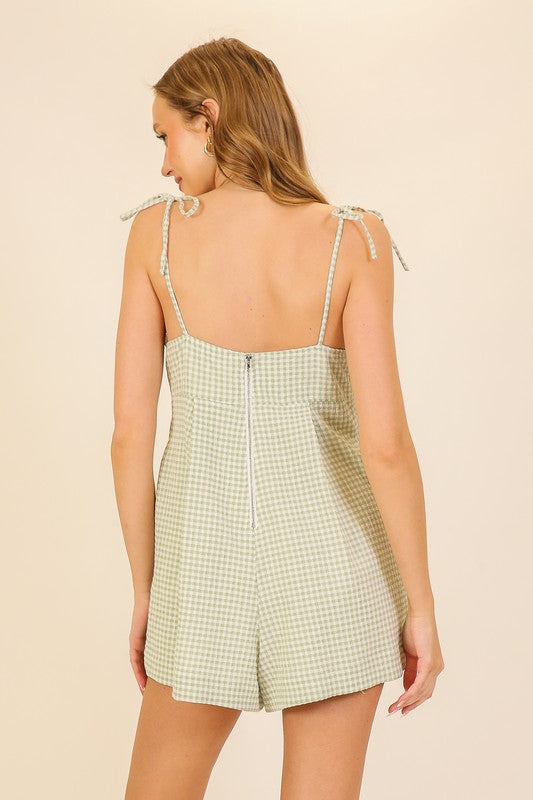 Sage Gingham Romper