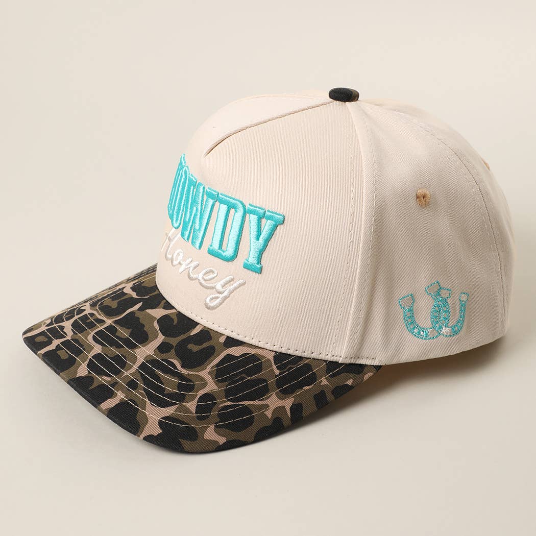 HOWDY HONEY 3D Embroidered Animal Print Brim Trucker Hat