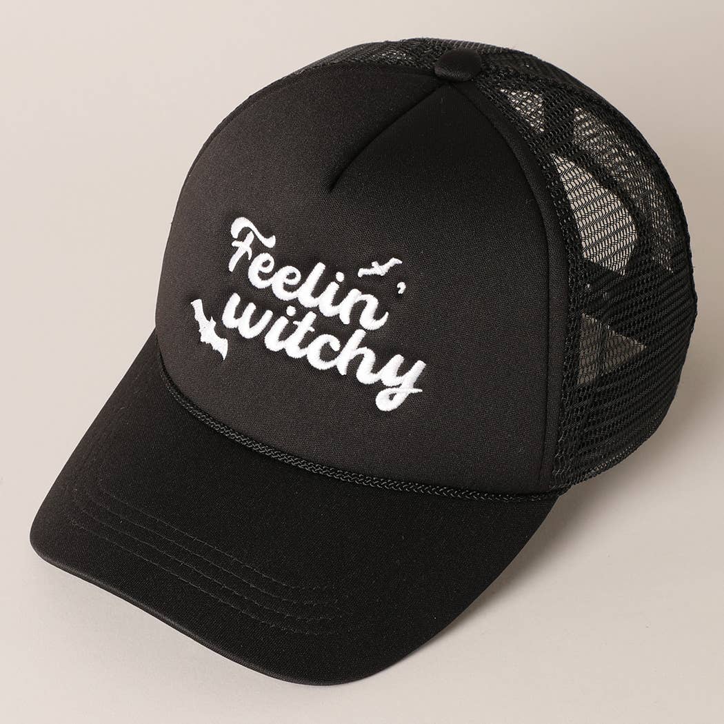 Feelin Witchy Embroidery Halloween Trucker Hat