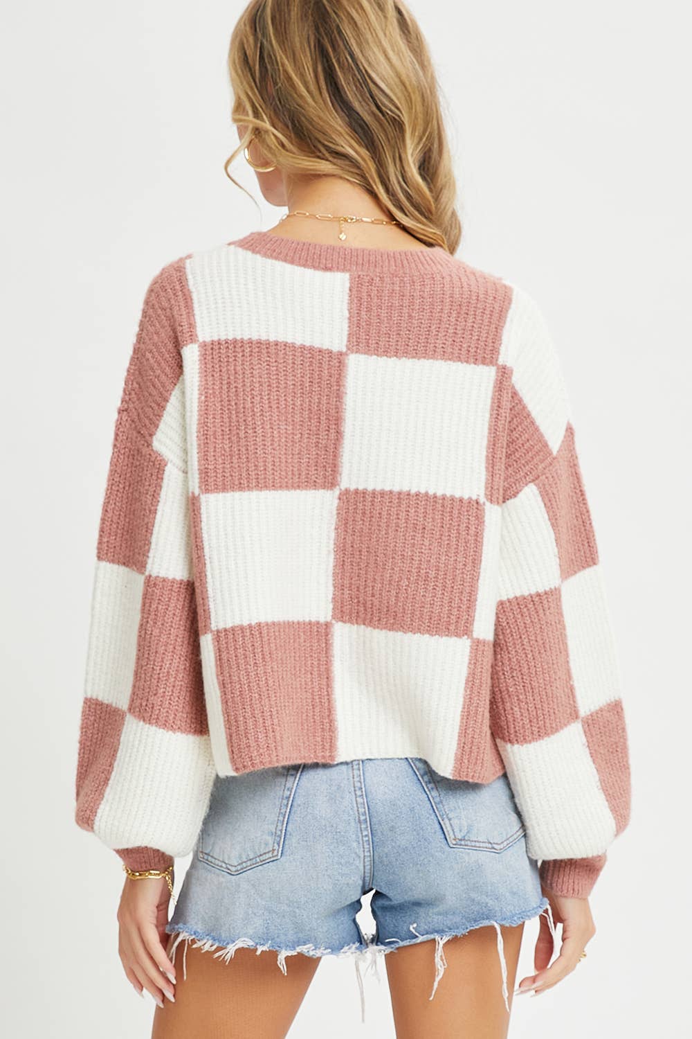 CHECKER RELAXED FIT COMFY SWEATER
