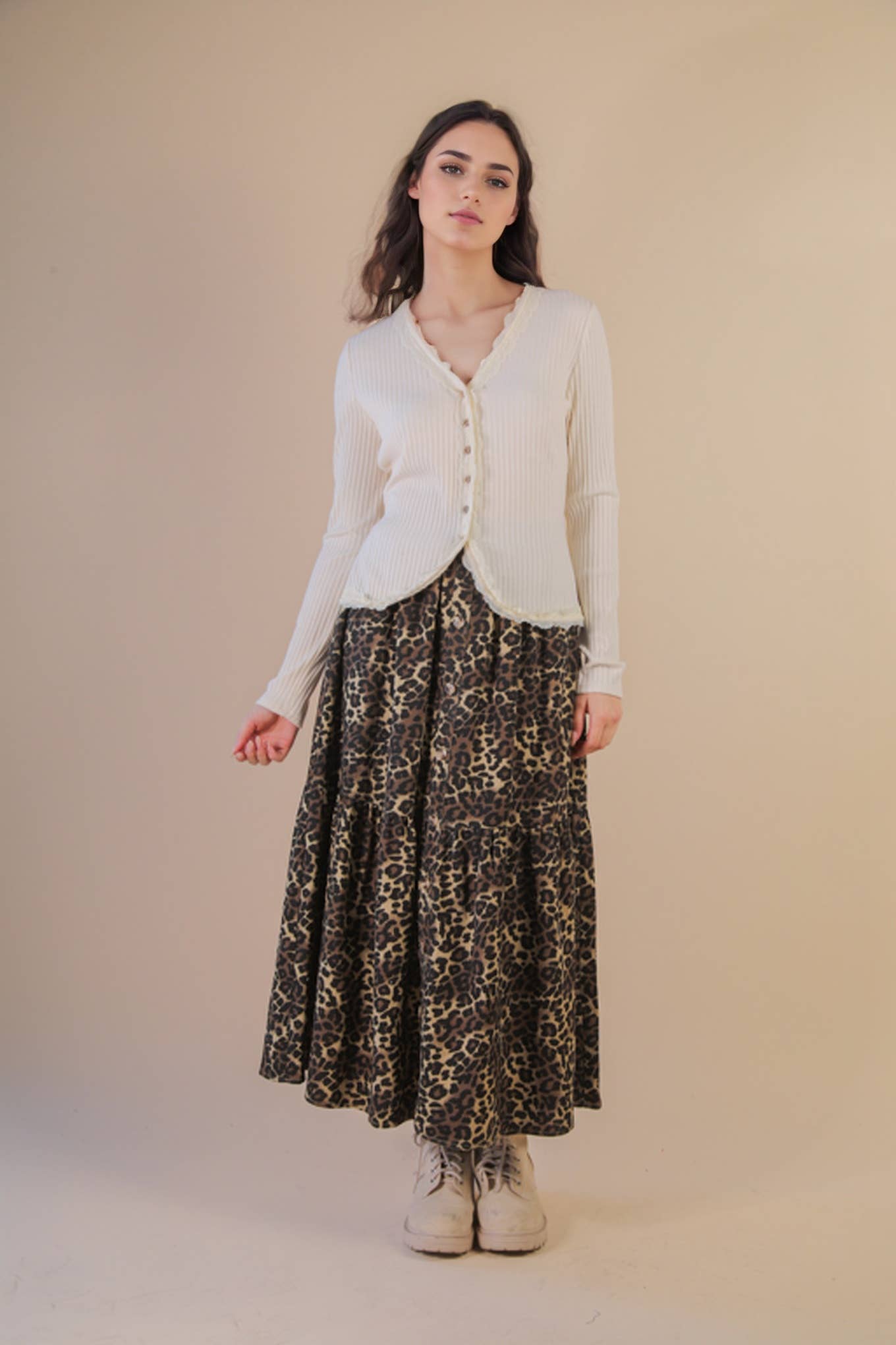 Lace button long sleeve