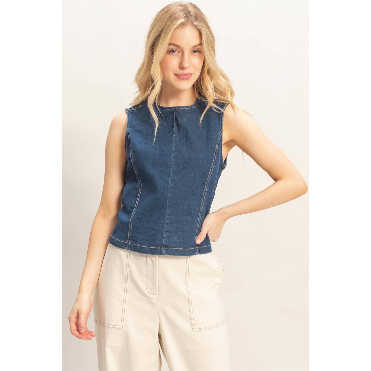 Open back Denim Top