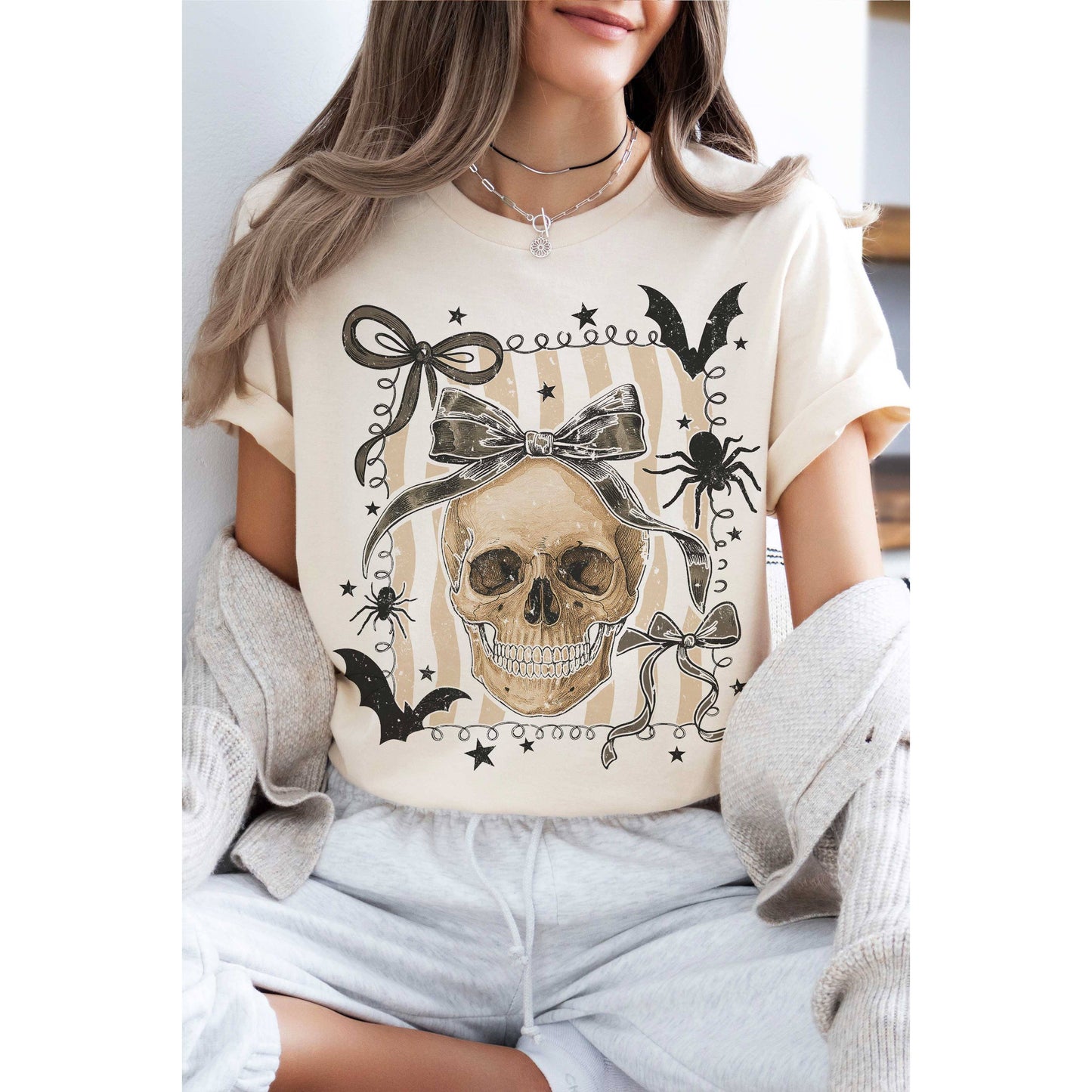 COQUETTE HALLOWEEN SKULL Graphic Tee