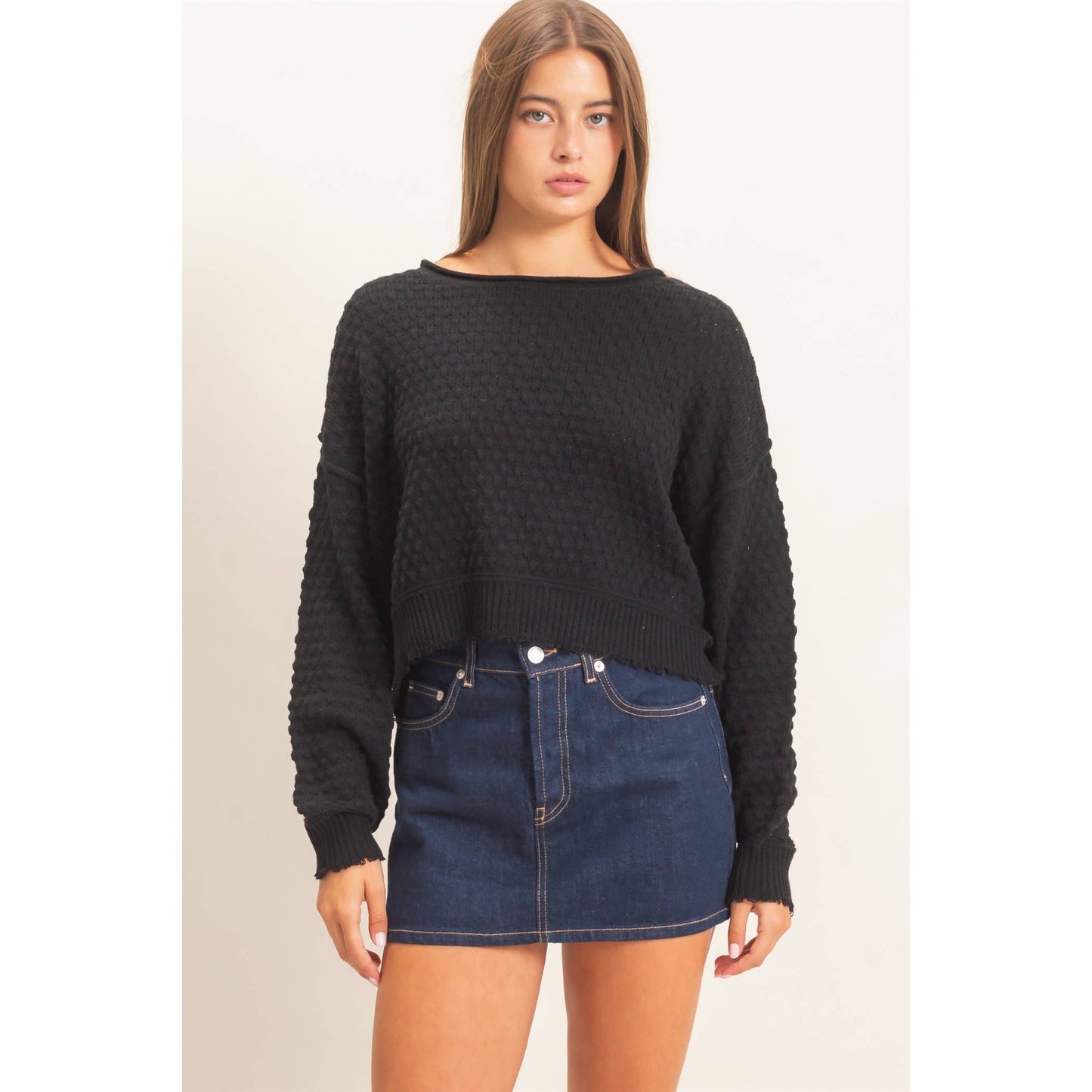 Boat Neck distressed Sweater