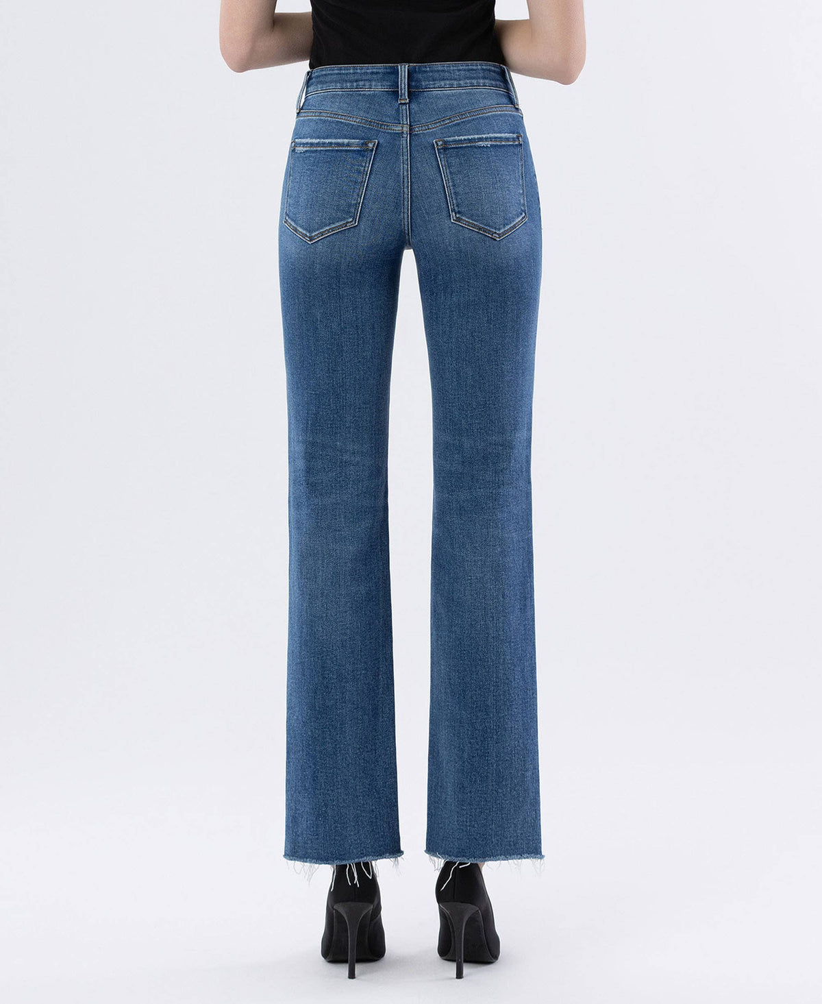 VICTORIA HIGH RISE RAW HEM STRAIGHT JEANS T6679