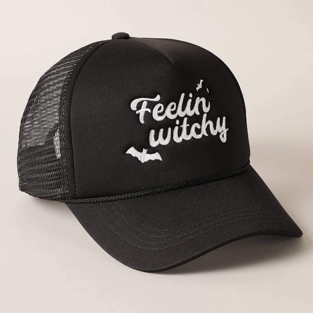 Feelin Witchy Embroidery Halloween Trucker Hat