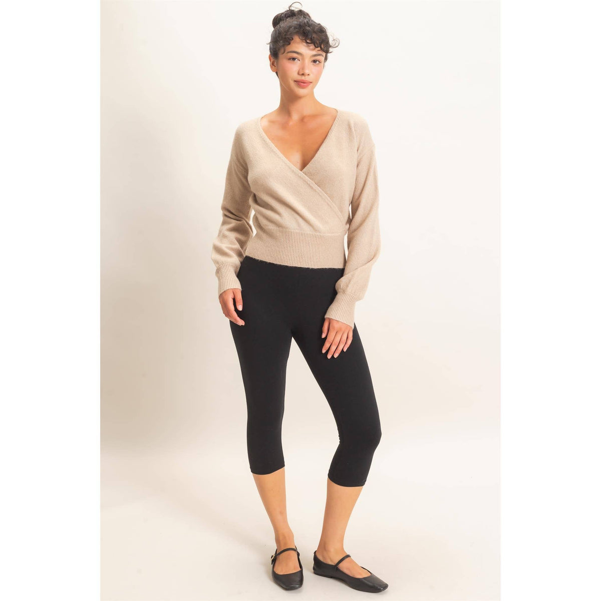 Wrap V Neck Sweater