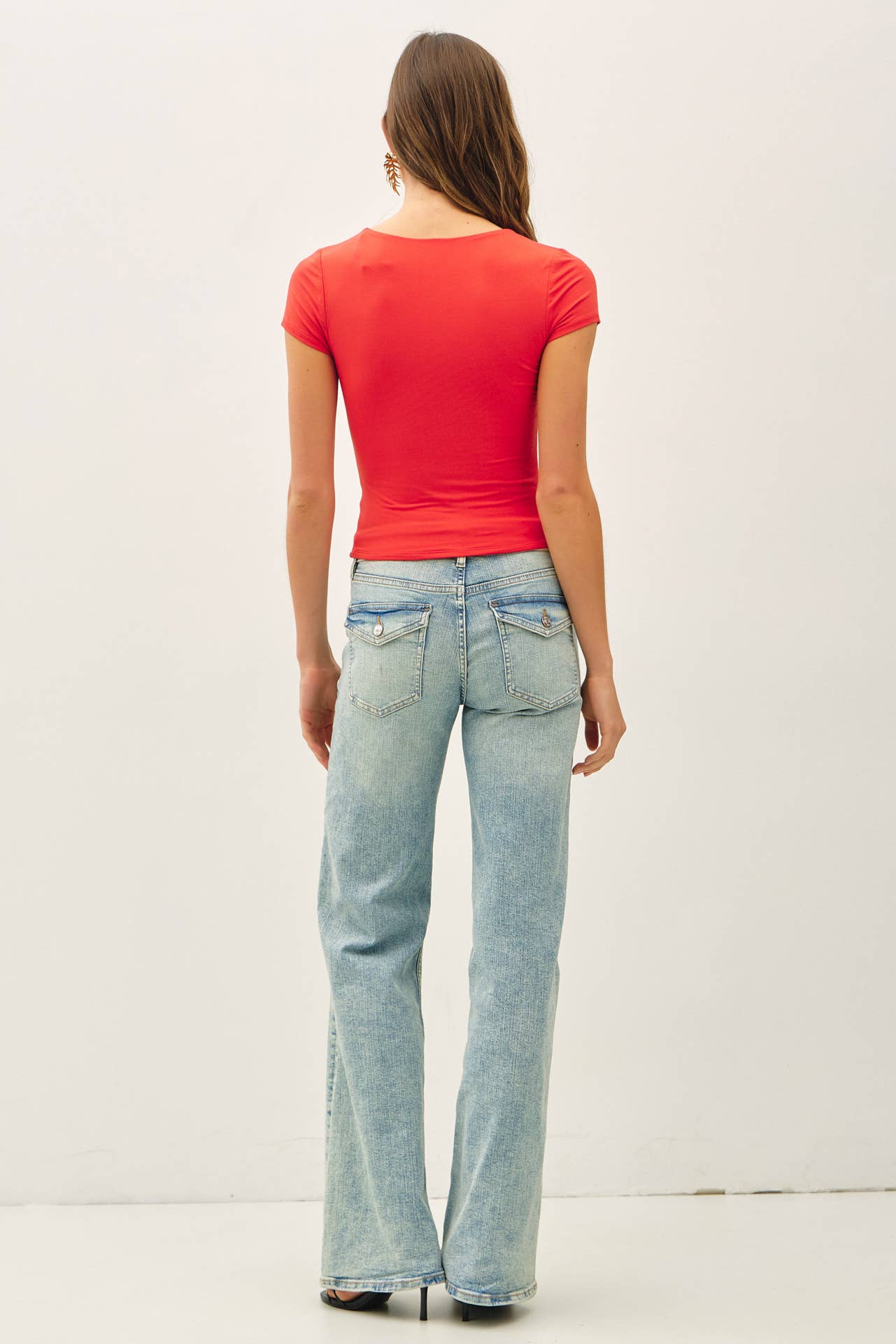 SQUARE NECK KNIT TEE
