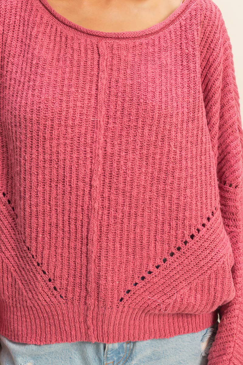 Berry Drop Sleeve Sweater