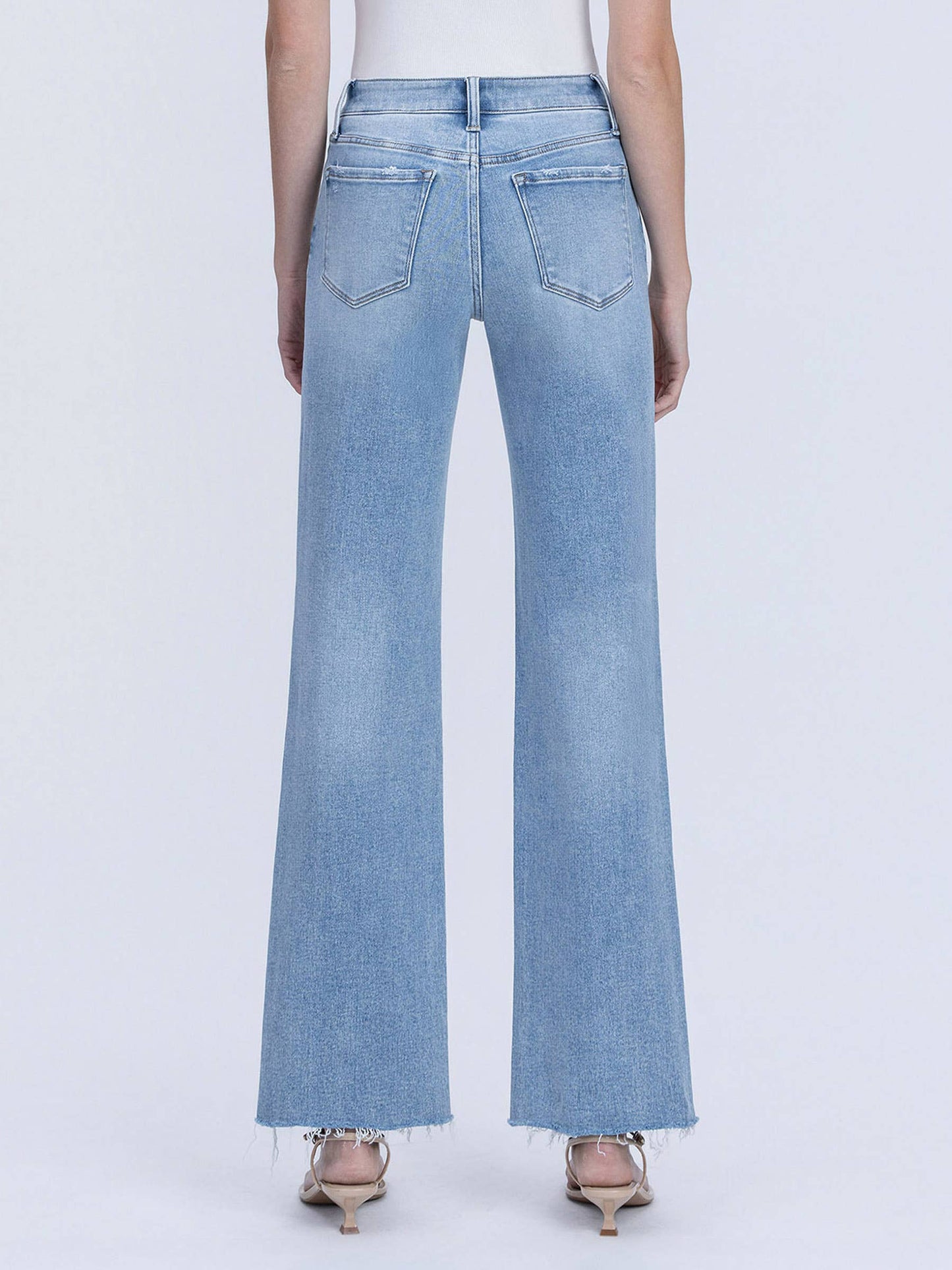 JANE HIGH RISE LIGHT WASH DISTRESSED SLIM WIDE JEANS LV2217