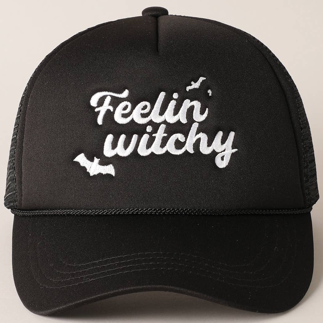 Feelin Witchy Embroidery Halloween Trucker Hat