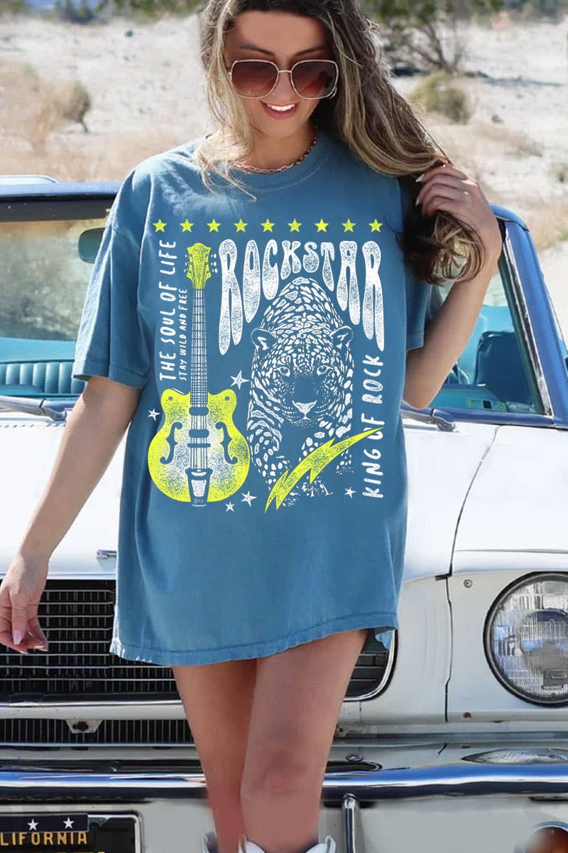 ROCKSTAR LEOPARD OVERSIZED GRAPHIC TEE
