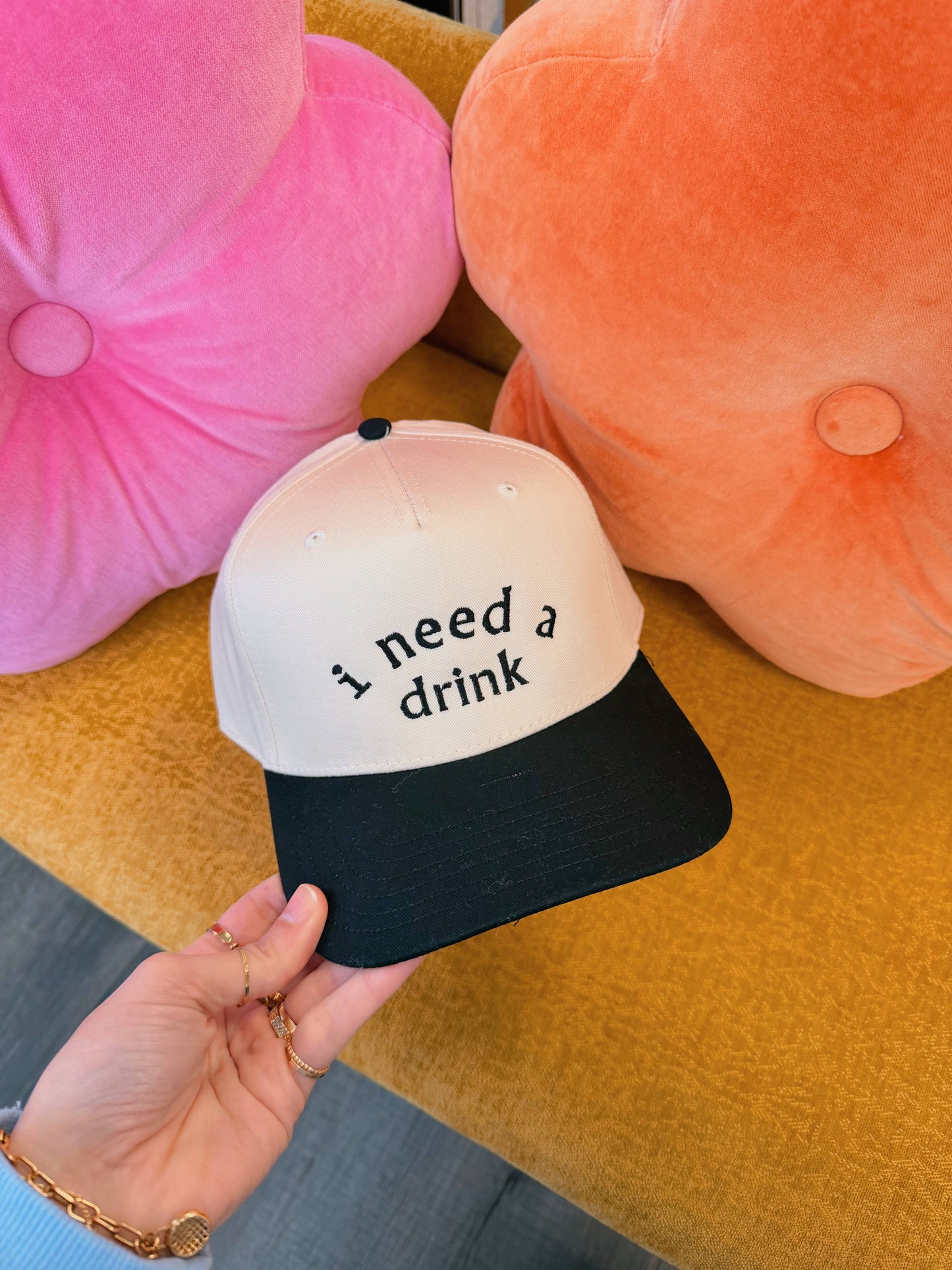 I Need A Drink Embroidered Hat (Drinking)