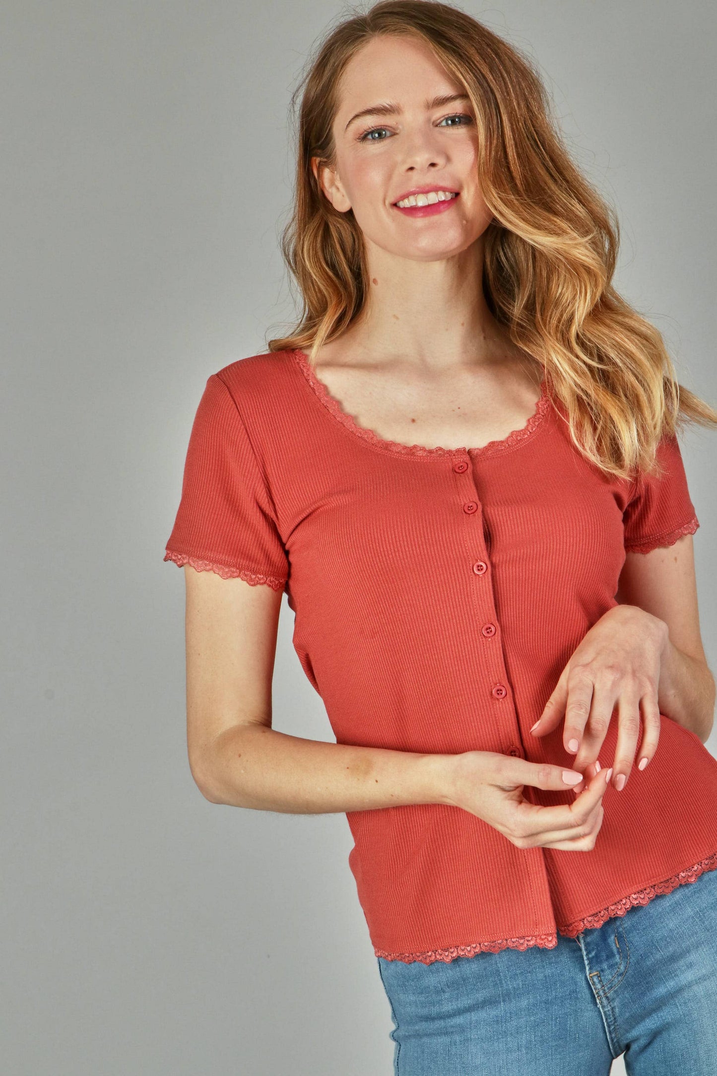 Button lace top