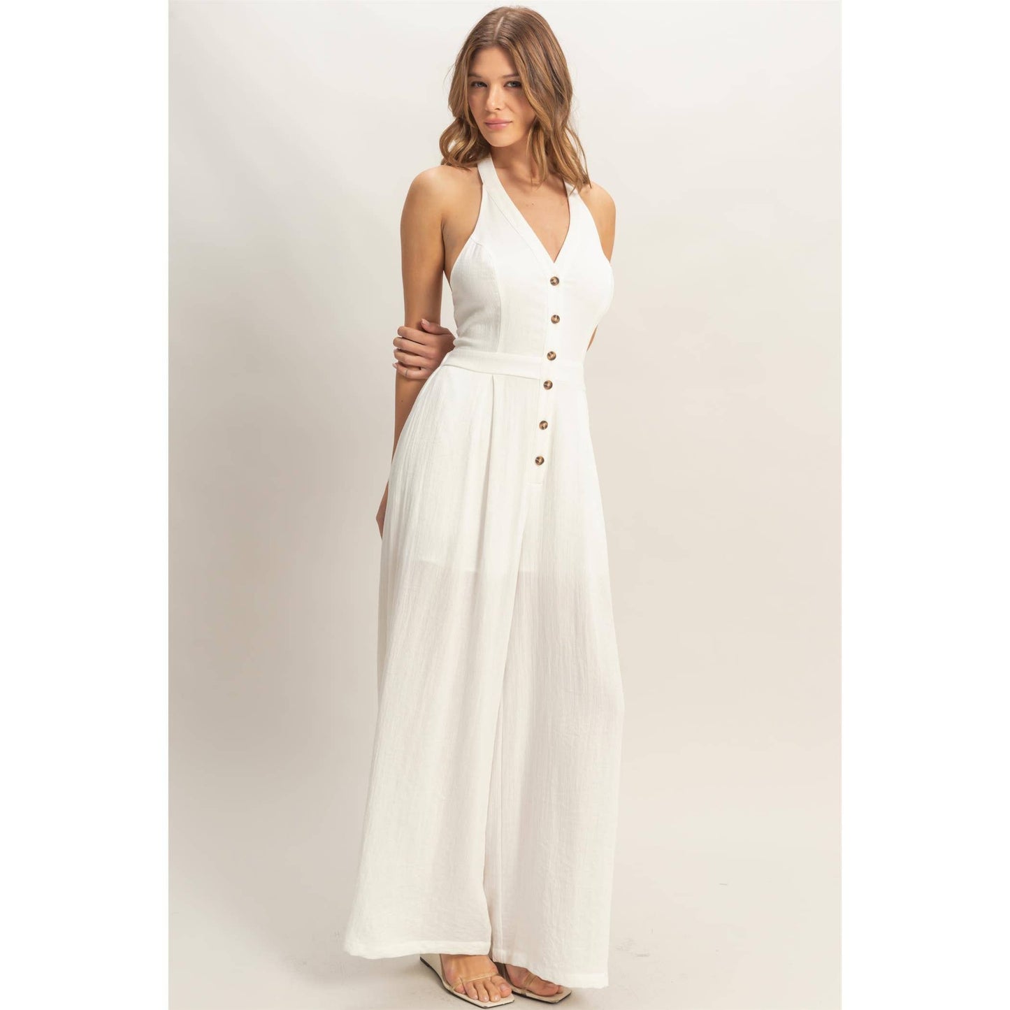 Halter Button Jumpsuit