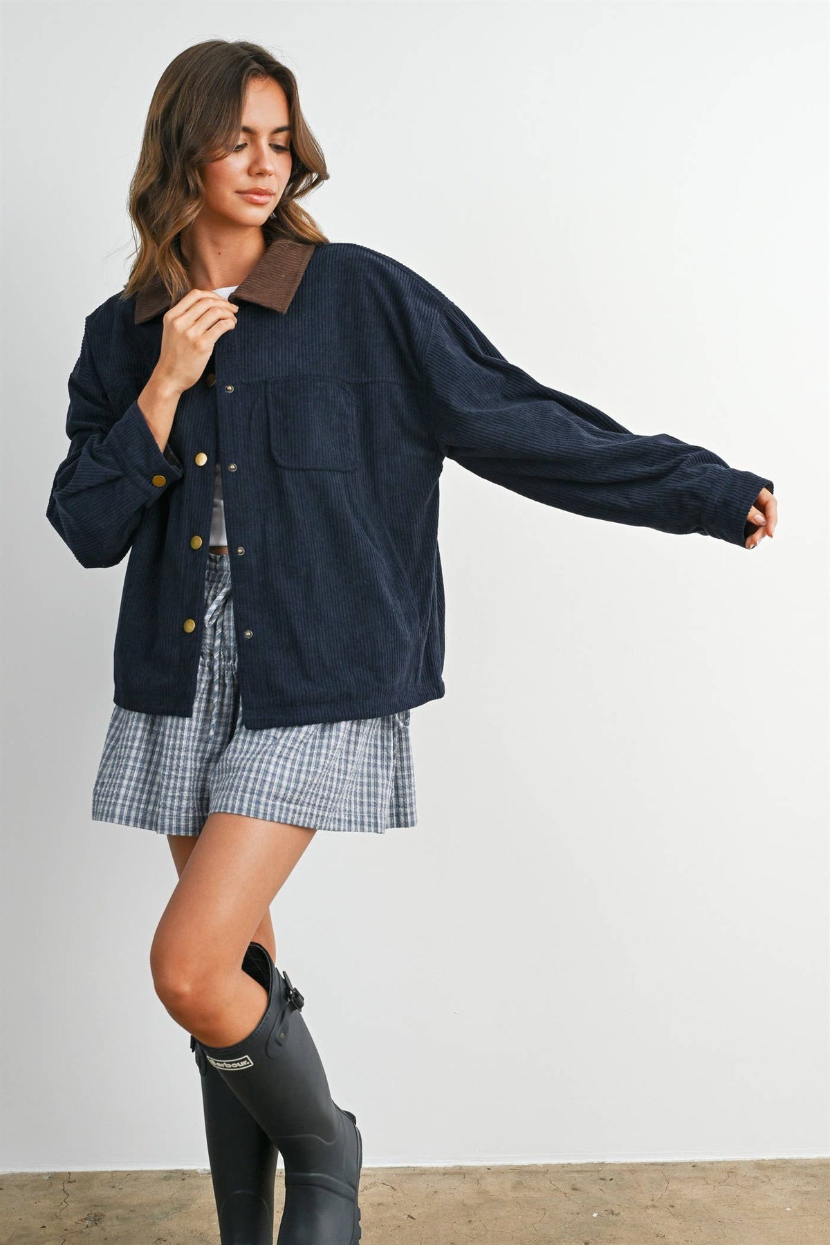 The Hazel Plaid Lined Corduroy Jacket-BMJ8614