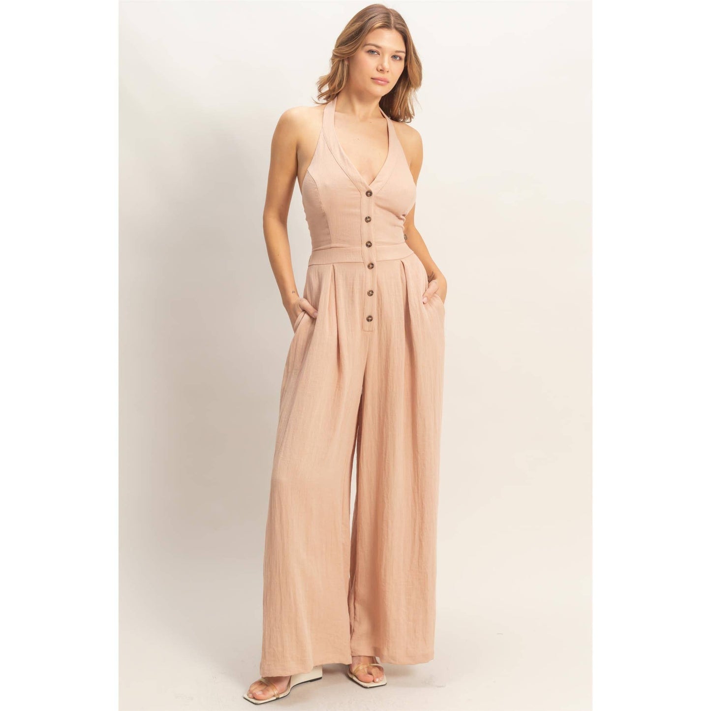 Halter Button Jumpsuit