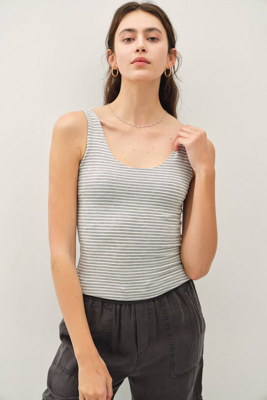 ULTRA SOFT DOUBLE LINED STRIPED TANK