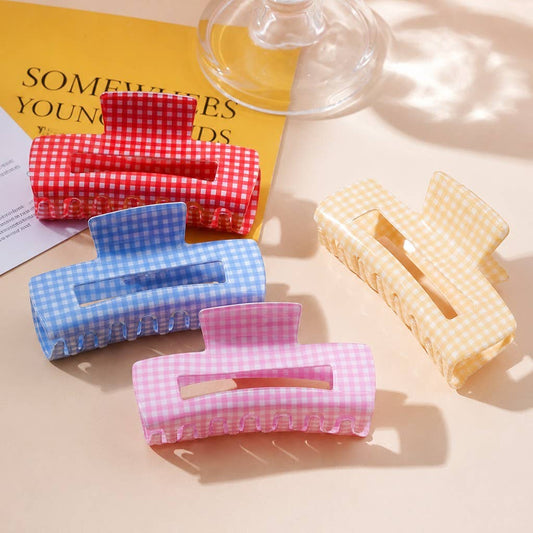 Large Pastel Gingham Hair Claw Clip | 40H1107