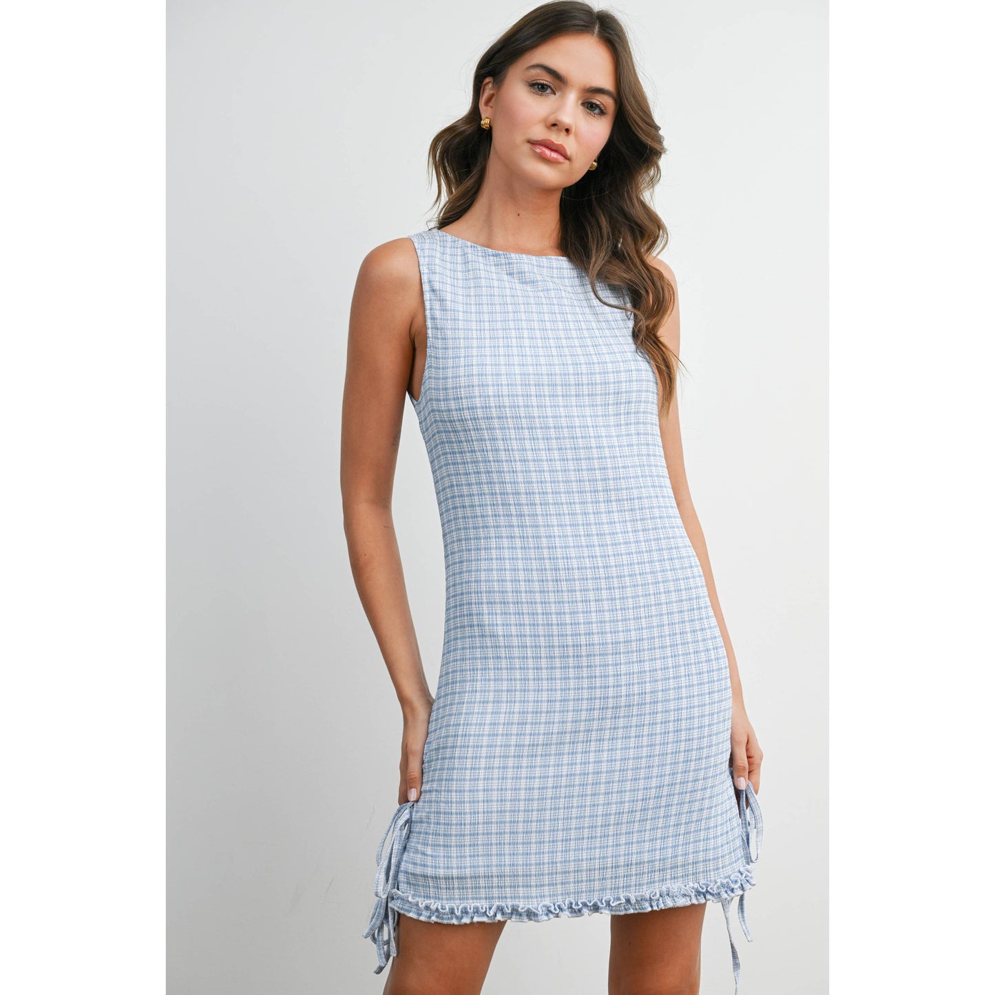 Red check mini dress