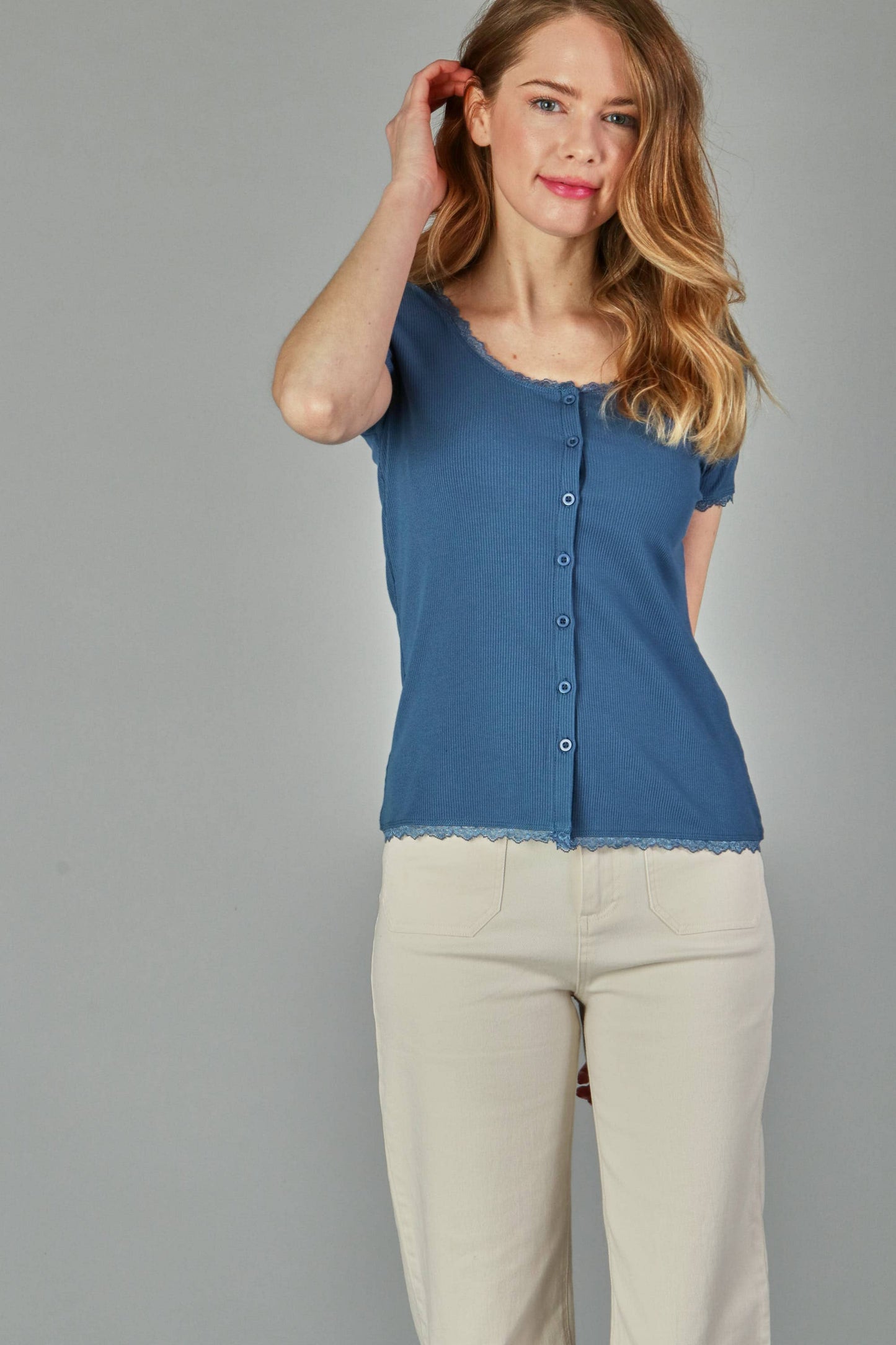 Button lace top