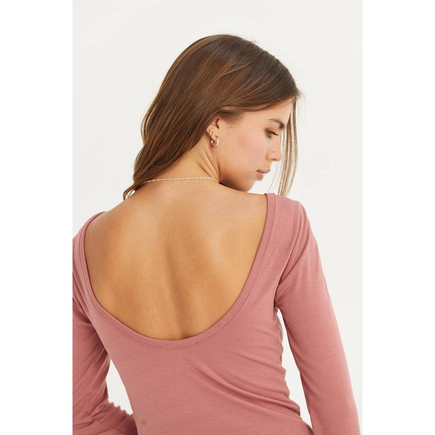 low scoop back long sleeve