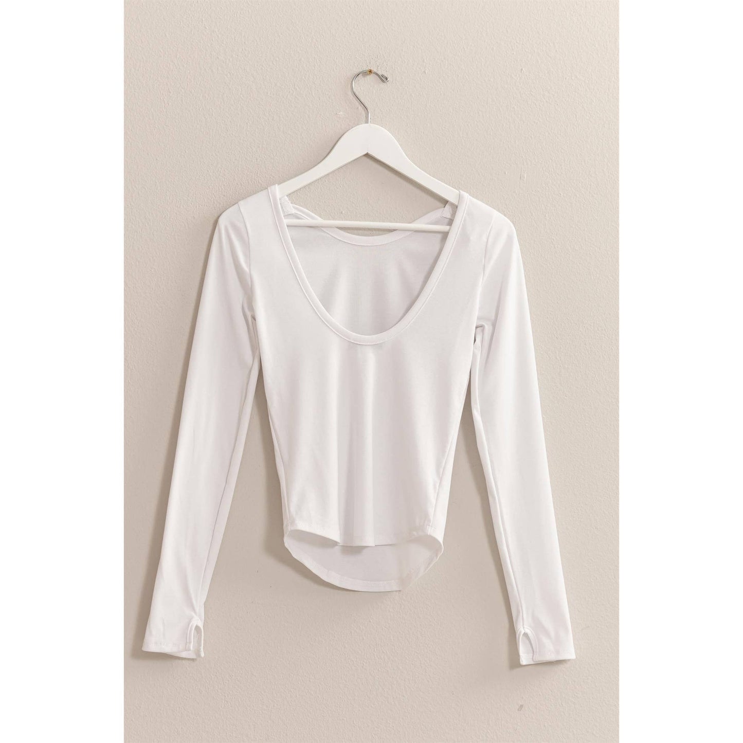 low scoop back long sleeve