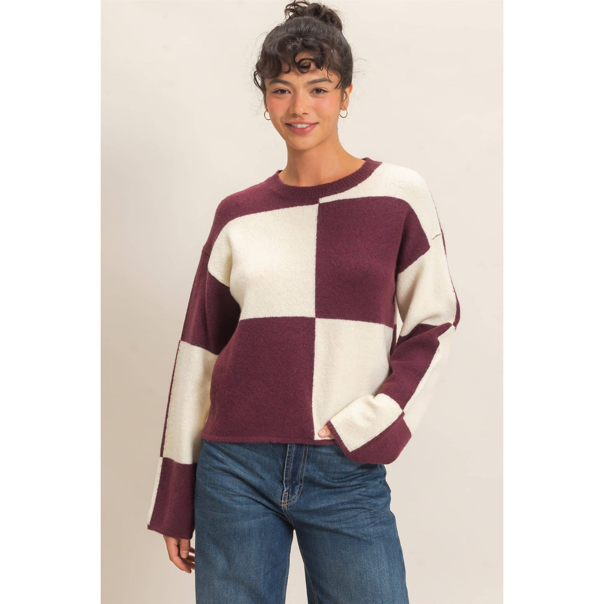 Sage Checkered Sweater