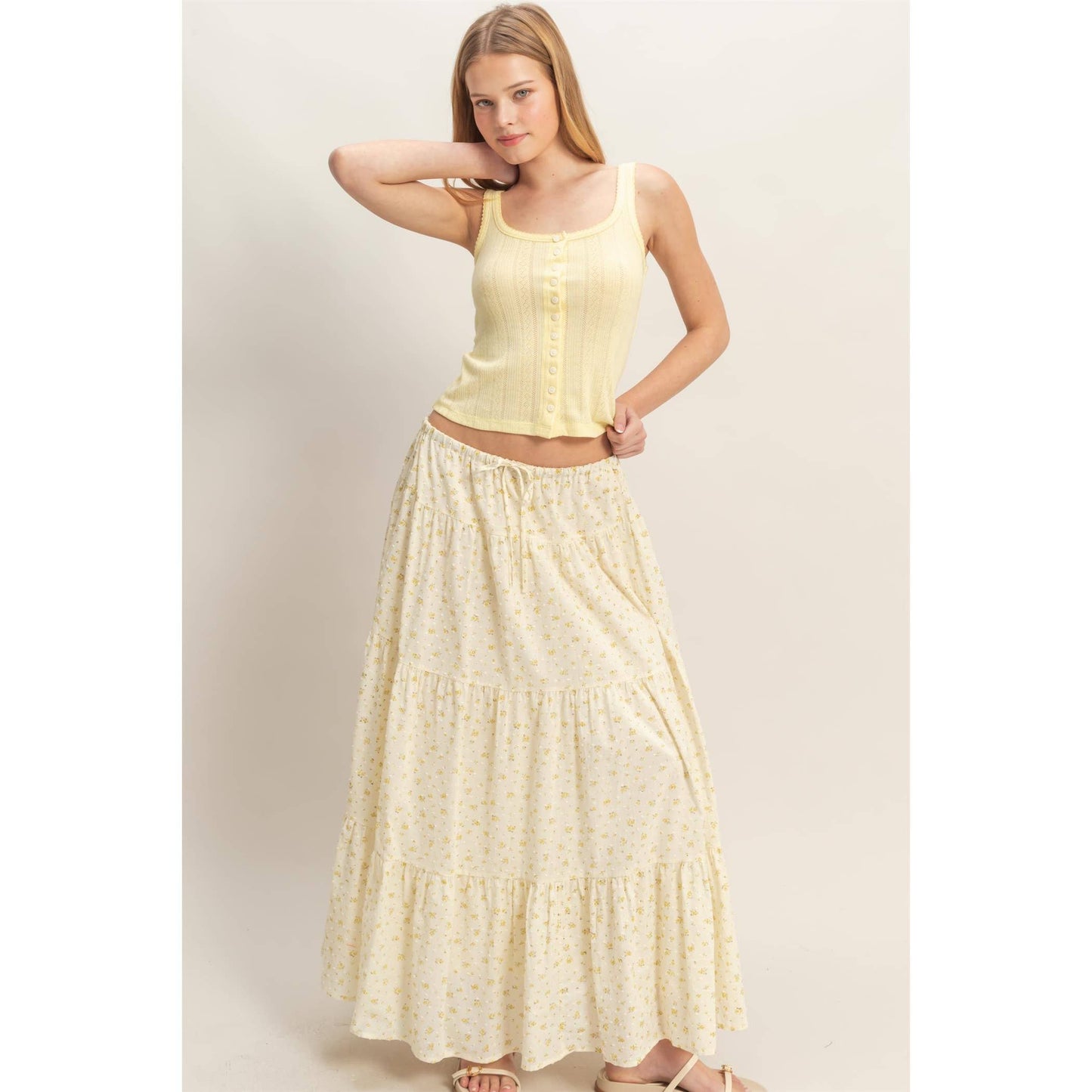 Button Front Ribbed Tank Top