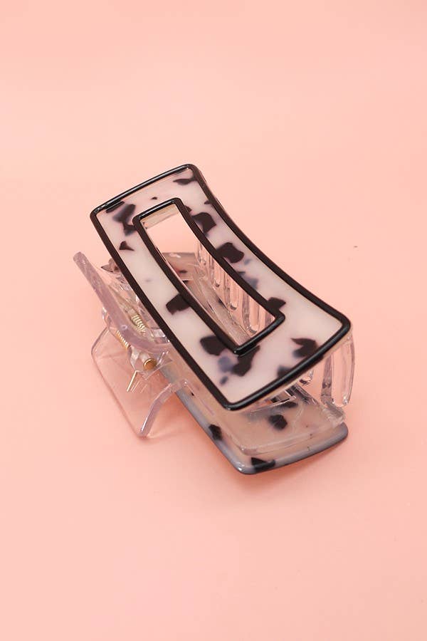 Hollow Rectangular Tortoise Acetate Hair Claw Clip | 40H395