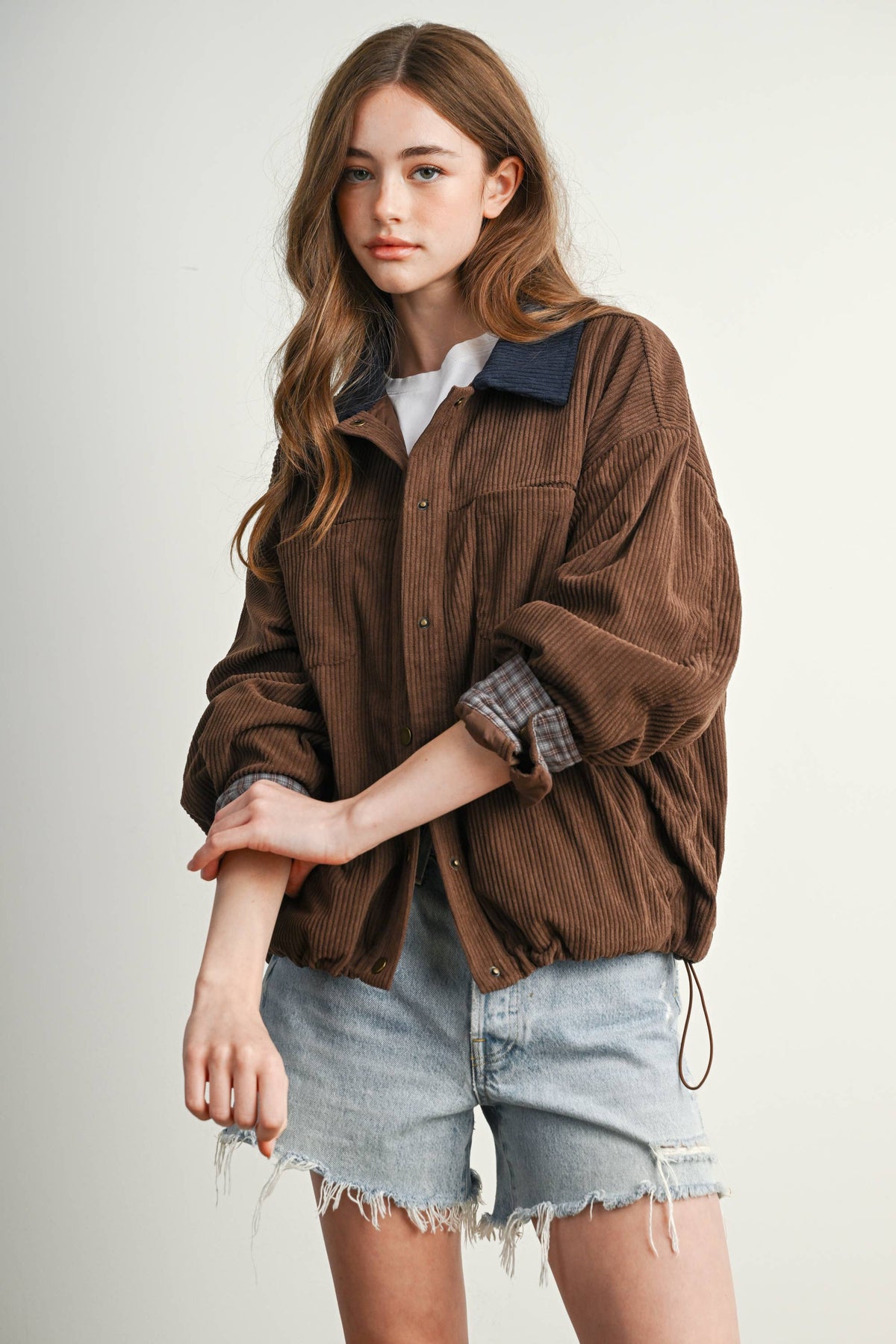 The Hazel Plaid Lined Corduroy Jacket-BMJ8614