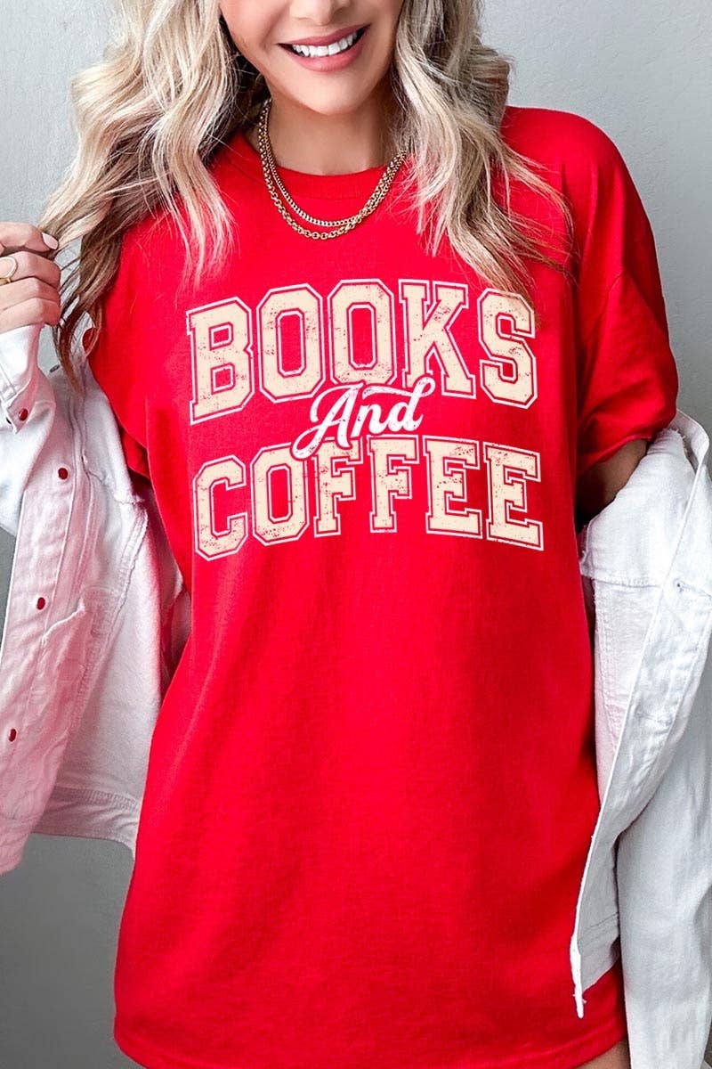Books and Coffee Graphic Heavy Cotton Tee