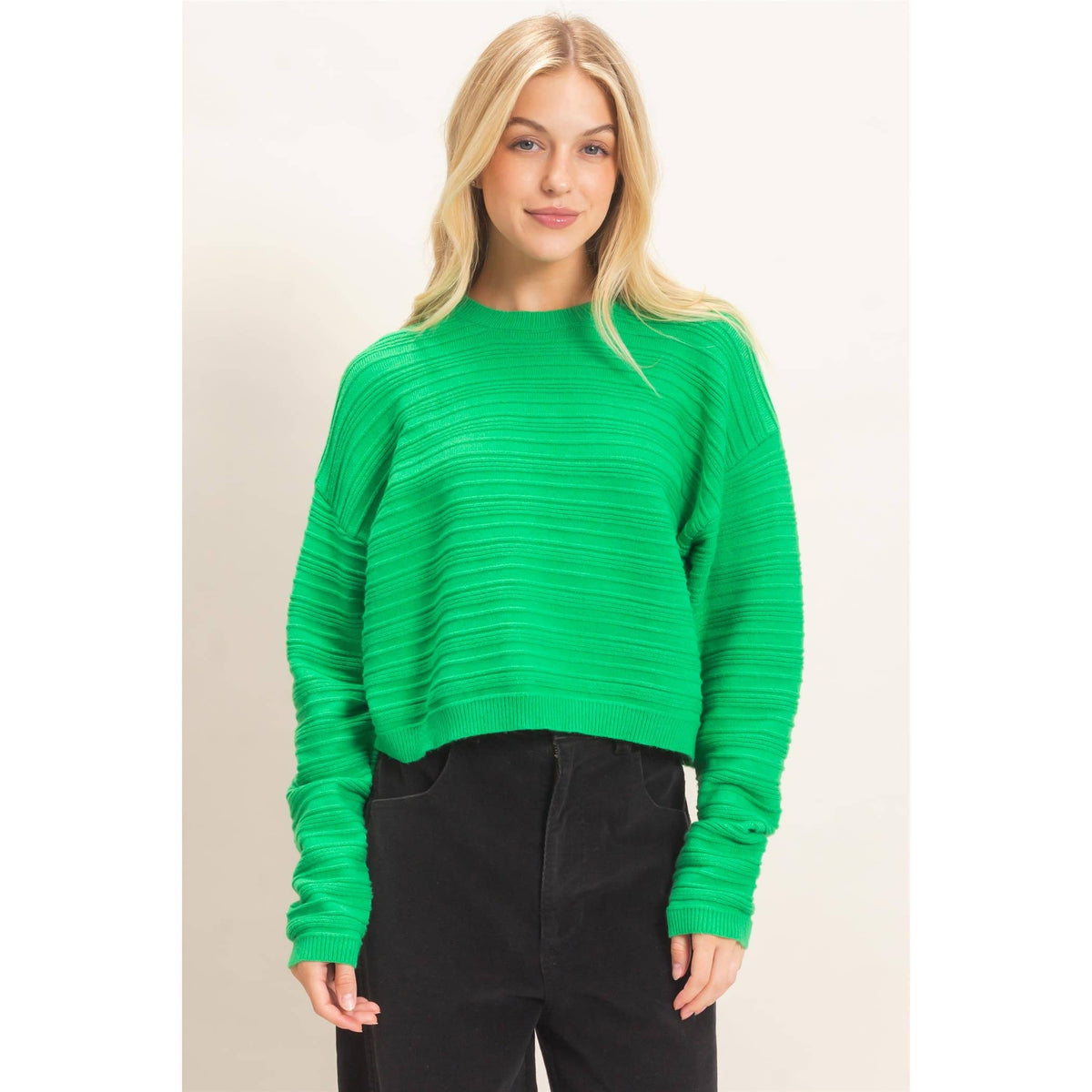 Textured Crew Neck Sweater