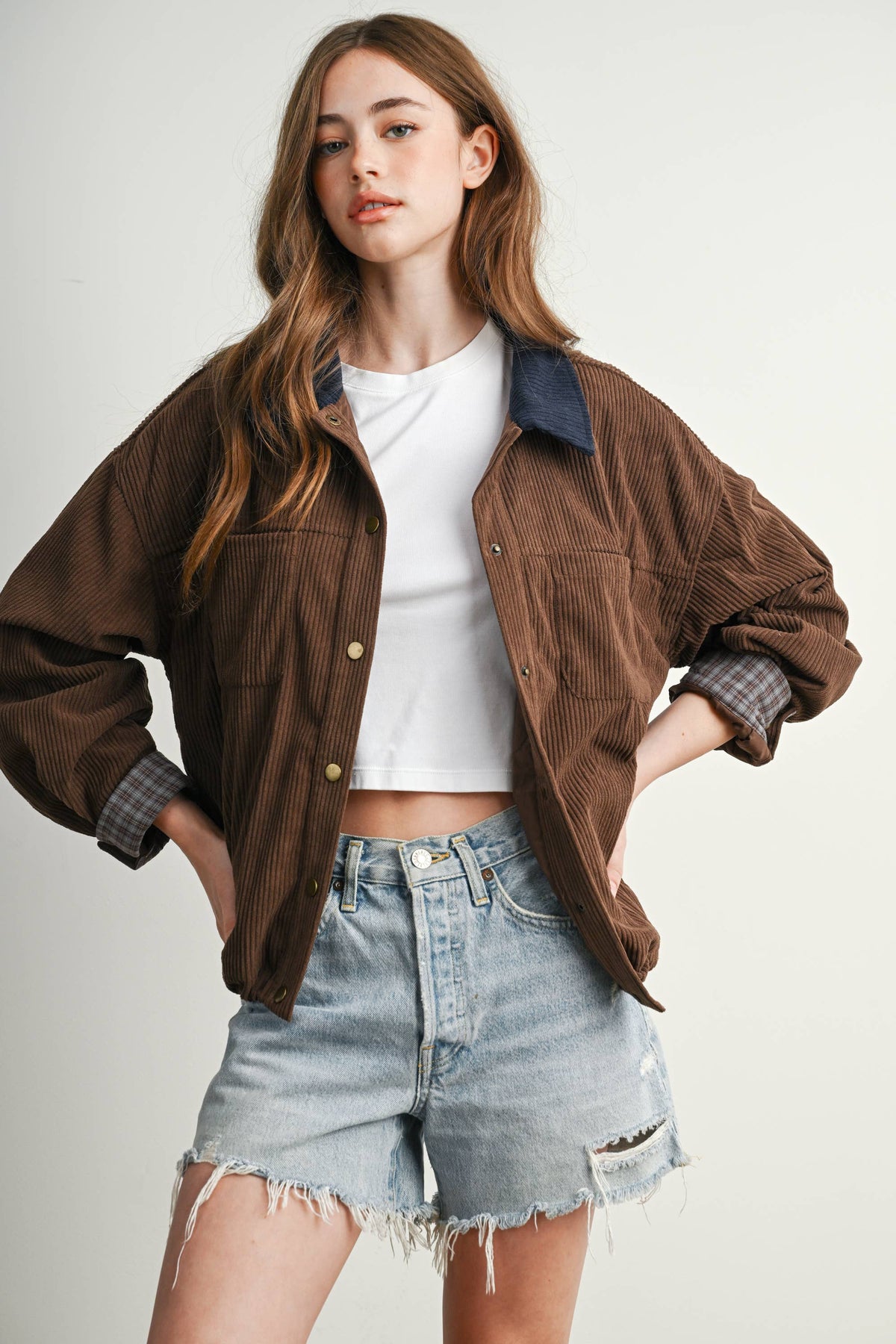The Hazel Plaid Lined Corduroy Jacket-BMJ8614