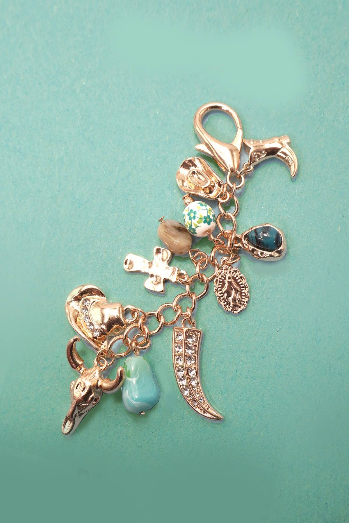 WESTERN PORCELAIN CROSS BOOT COWBOY HAT BAG CHARM | 80K010