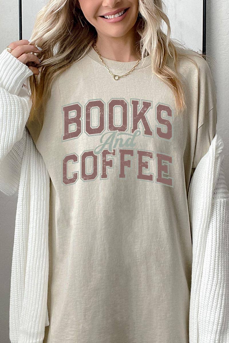 Books and Coffee Graphic Heavy Cotton Tee