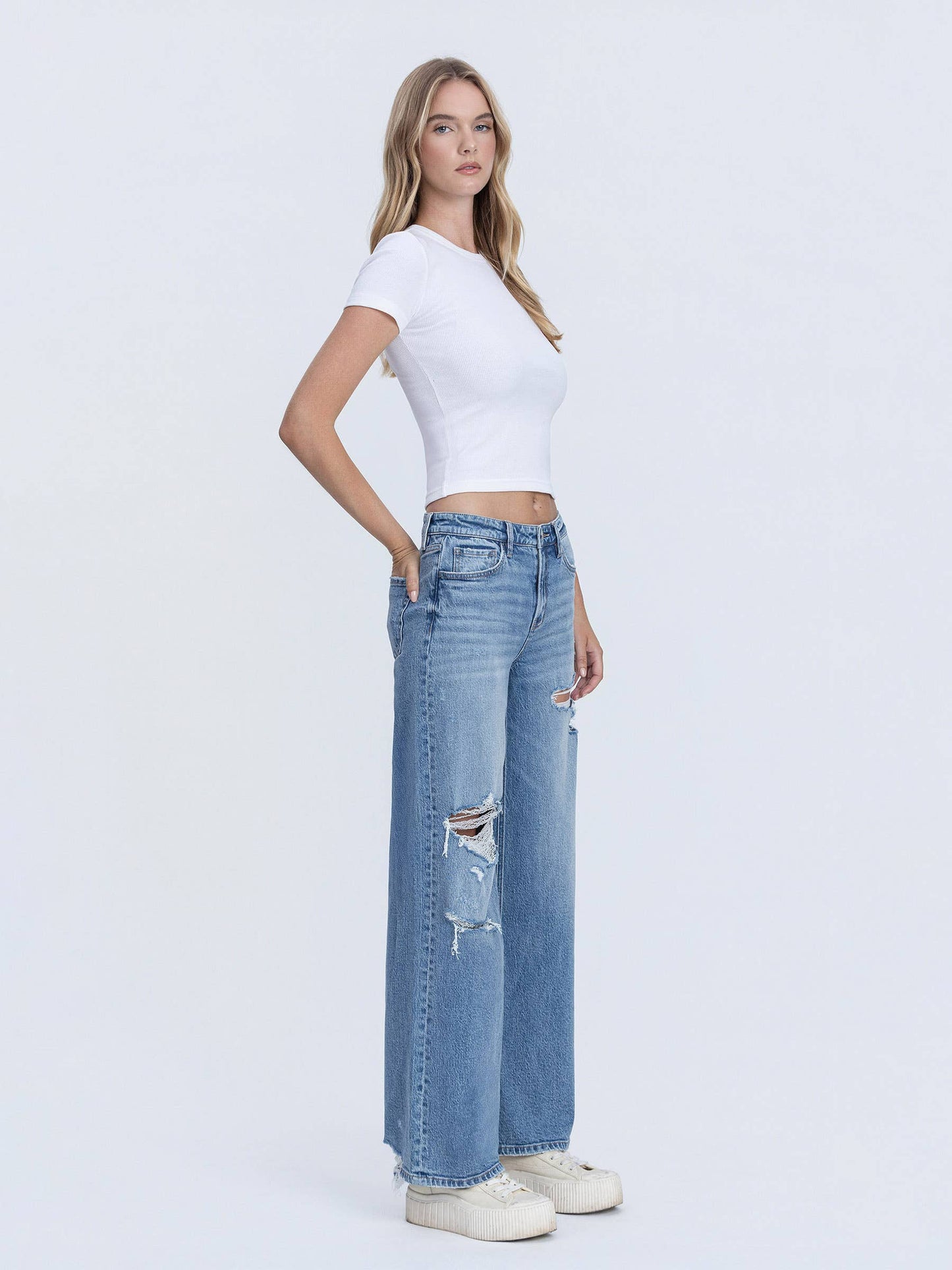 HIGH RISE WIDE LEG JEANS T7248
